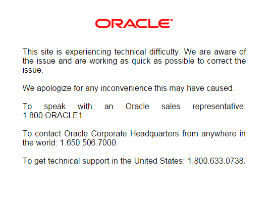 Oracle Website Down